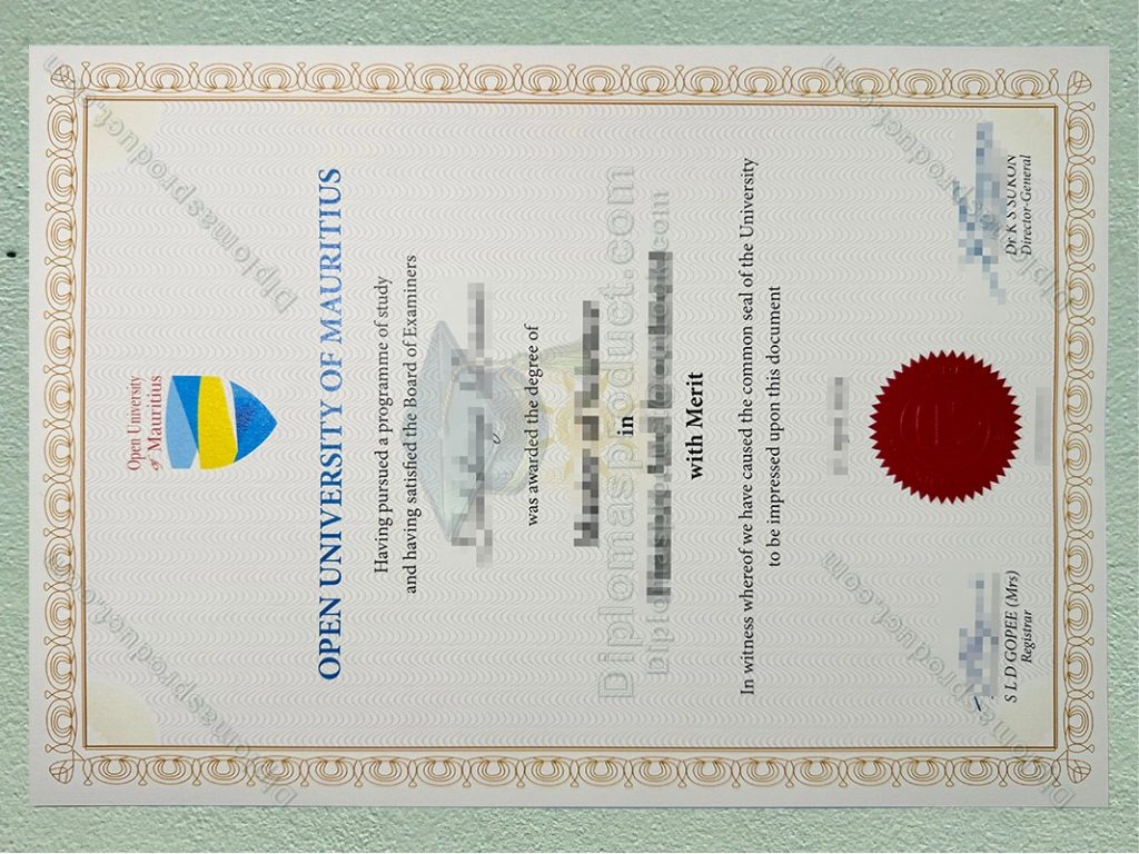 Open University of Mauritius Diploma, Open University of Mauritius Degree
