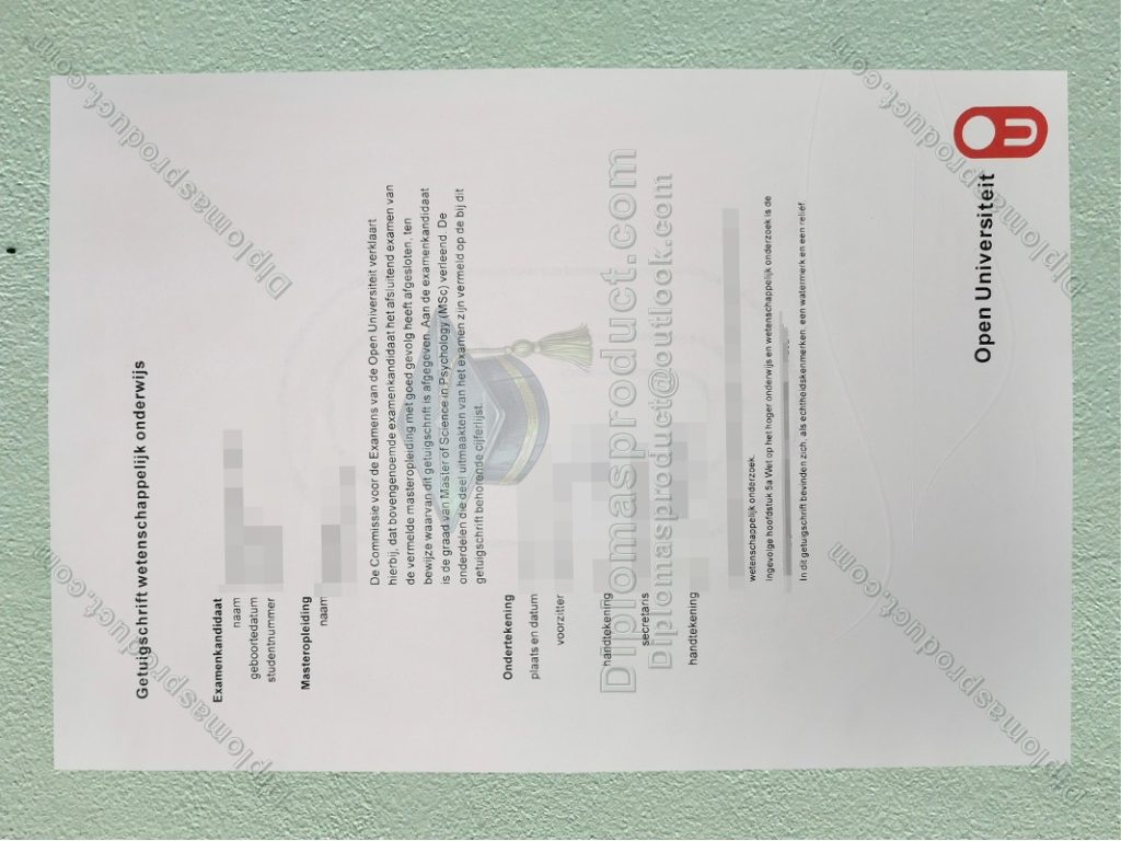 Open University of the Netherlands diploma, Open Universiteit Nederland Getuigschrift