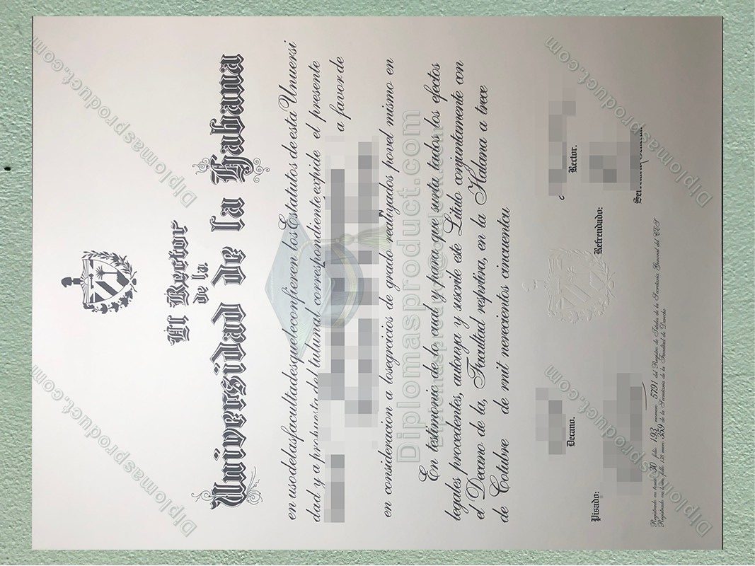 Universidad de La Habana diploma, University of Havana degree