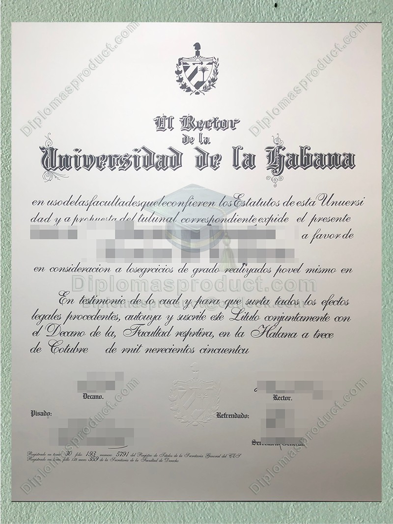 Universidad de La Habana diploma, University of Havana degree Universidad de La Habana diploma, University of Havana degree
