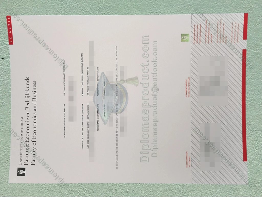 Universiteit van Amsterdam Diploma, Universiteit van Amsterdam Degree