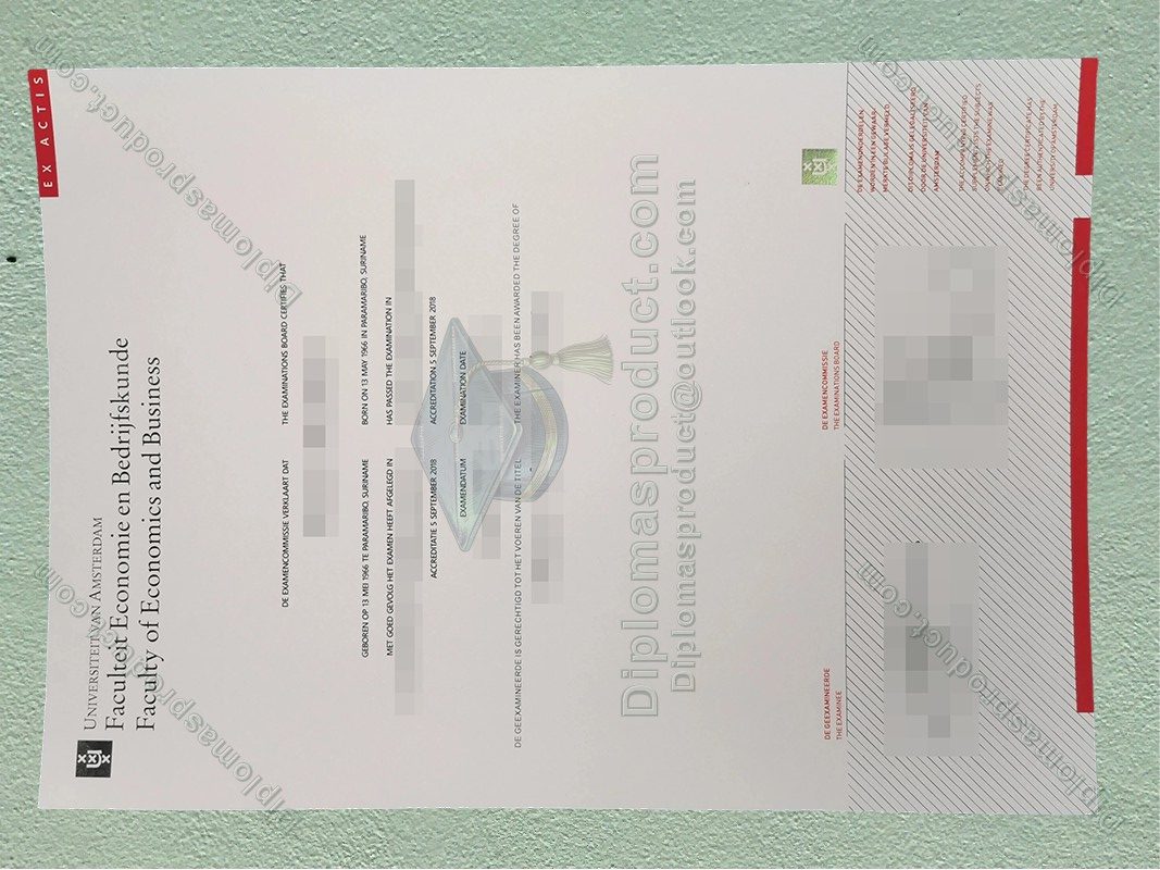 Universiteit van Amsterdam Diploma, Universiteit van Amsterdam Degree