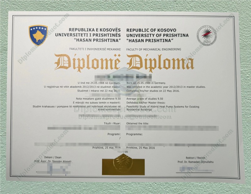 University of Pristina Degree University of Pristina Degree