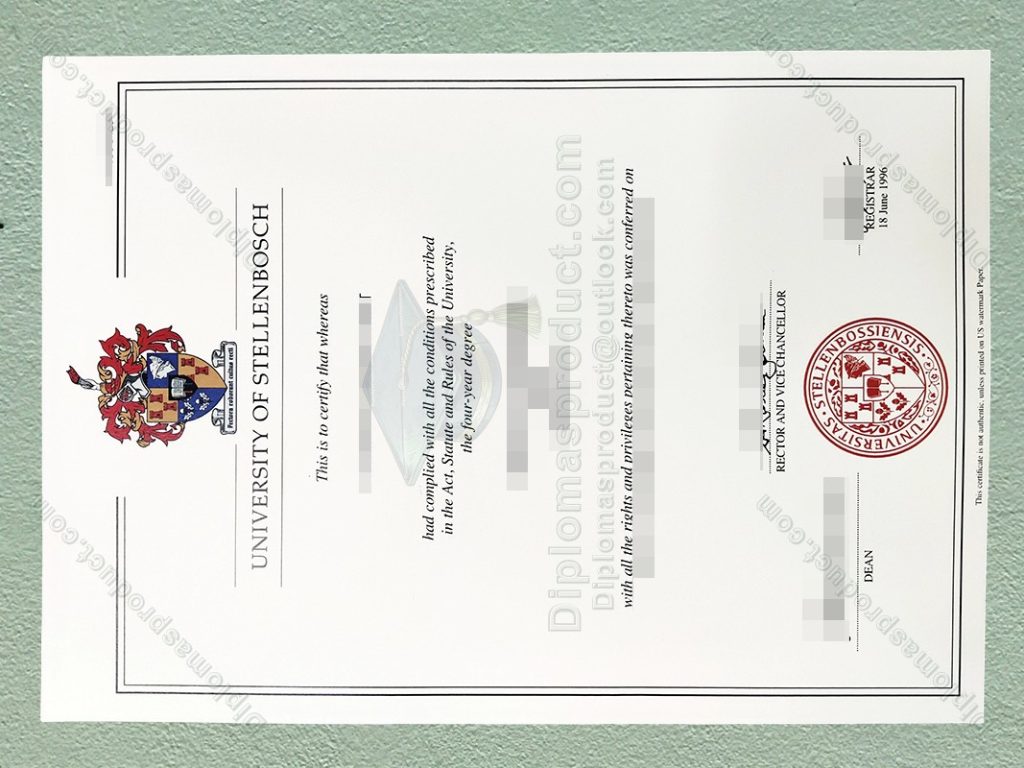 University of Stellenbosch Diploma, University of Stellenbosch Degree