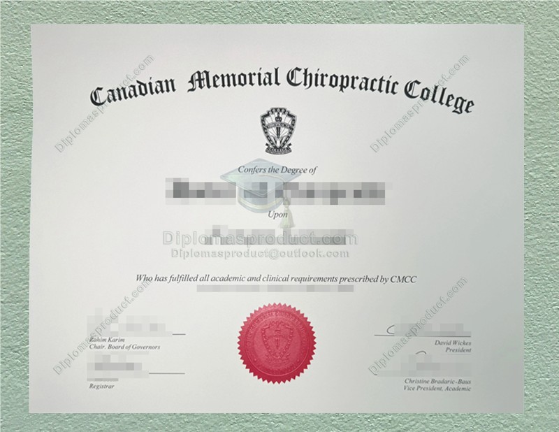 CMCC Diploma, Canadian Memorial Chiropractic College Degree CMCC Diploma, Canadian Memorial Chiropractic College Degree