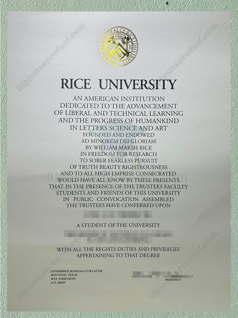 Rice University Diploma, Rice University Degree Rice University Diploma, Rice University Degree