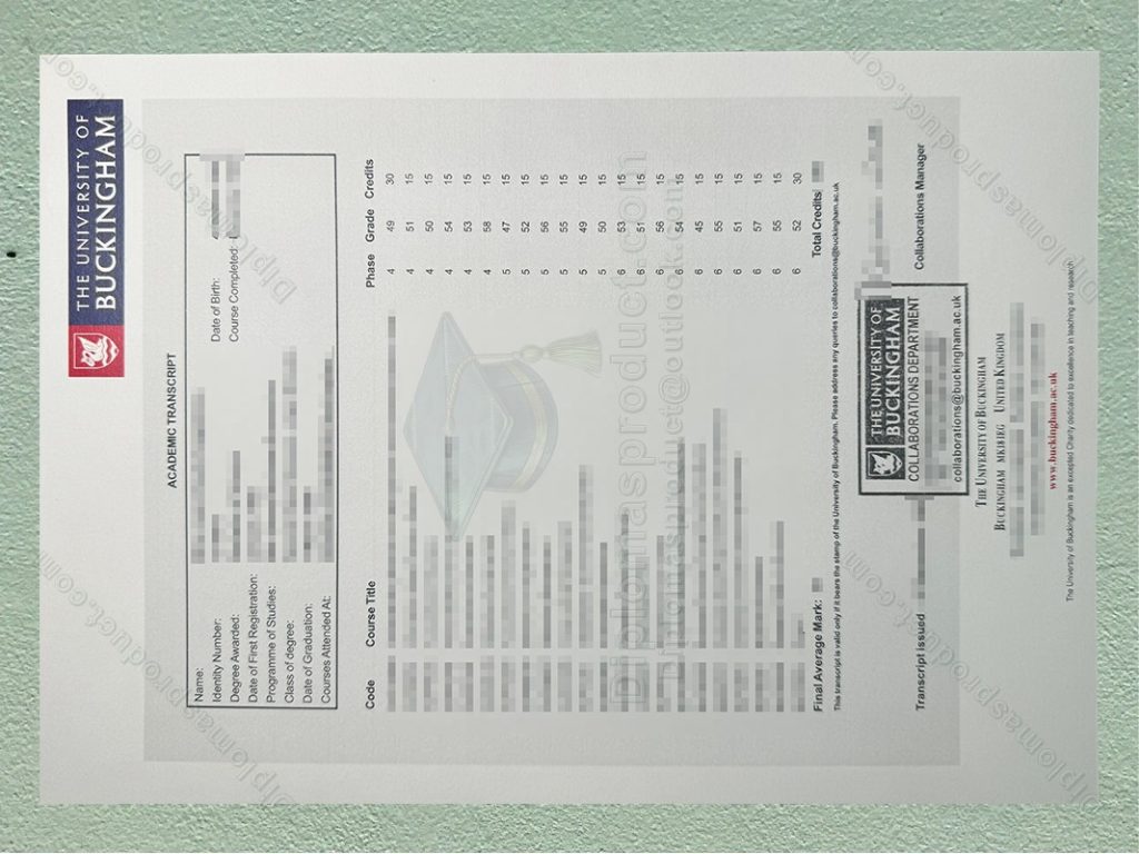 The University of Buckingham Transcript, The University of Buckingham Degree