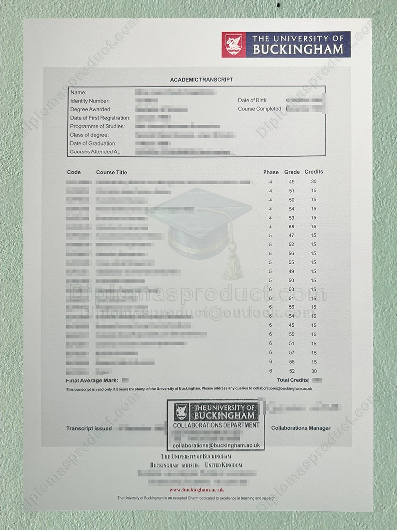 The University of Buckingham Transcript, The University of Buckingham Degree The University of Buckingham Transcript, The University of Buckingham Degree