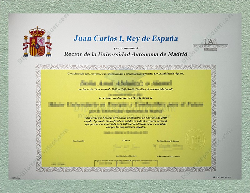 Universidad Autónoma de Madrid Diploma, Universidad Autónoma de Madrid Degree Universidad Autónoma de Madrid Diploma, Universidad Autónoma de Madrid Degree