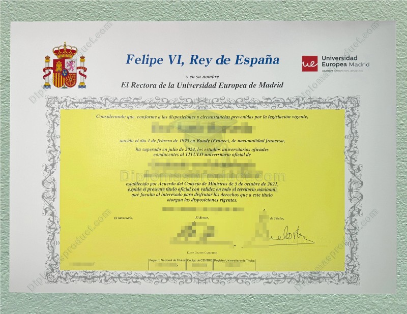 Universidad Europea Madrid Diploma, Universidad Europea Madrid Degree Universidad Europea Madrid Diploma, Universidad Europea Madrid Degree