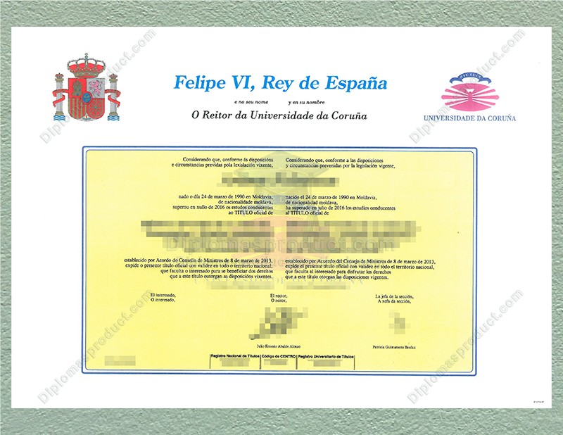 Universidade da Coruña diploma, Universidade da Coruña degree Universidade da Coruña diploma, Universidade da Coruña degree