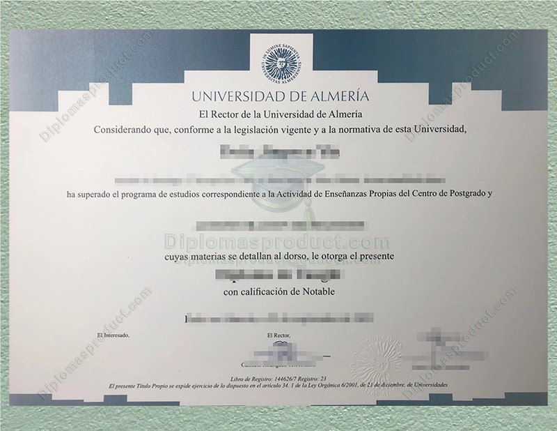 University of Almería Diploma, University of Almería Degree University of Almería Diploma, University of Almería Degree