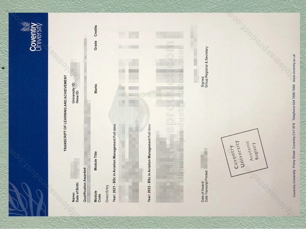 Coventry University Transcript, Coventry University Degree