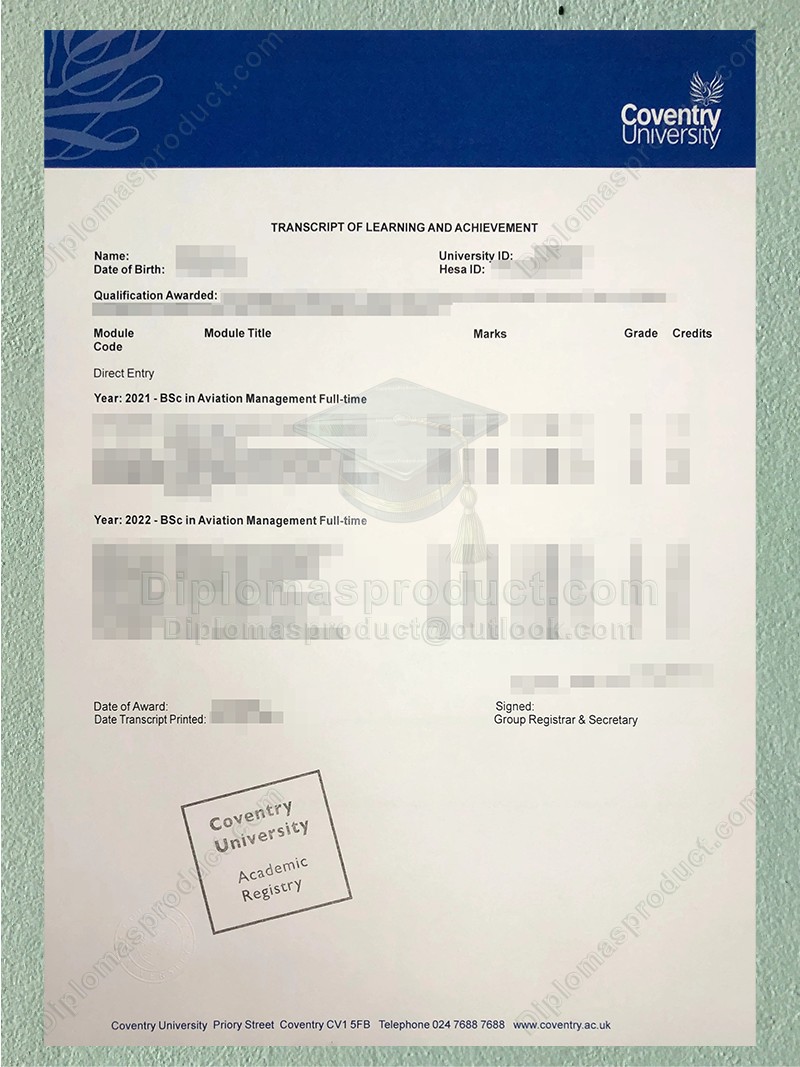 Coventry University Transcript, Coventry University Degree Coventry University Transcript, Coventry University Degree