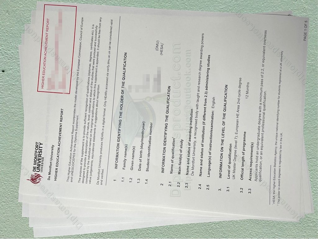 De Montfort University Transcript, De Montfort University Degree