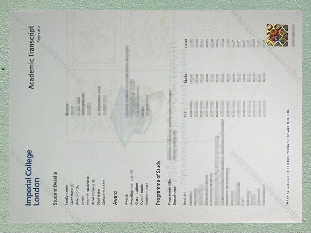 Imperial College London Transcript, Imperial College London Degree