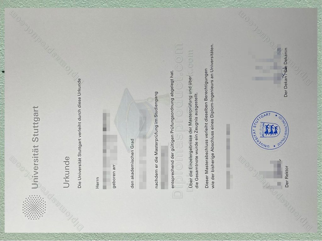 Universität Stuttgart Urkunde, Universität Stuttgart Degree