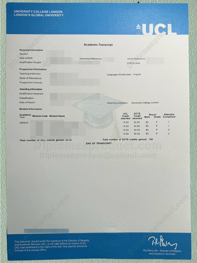 University College London Transcript, University College London Degree University College London Transcript, University College London Degree