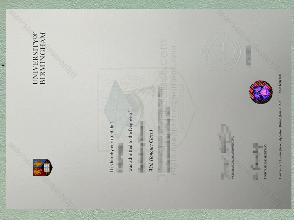University of Birmingham degree, University of Birmingham diploma