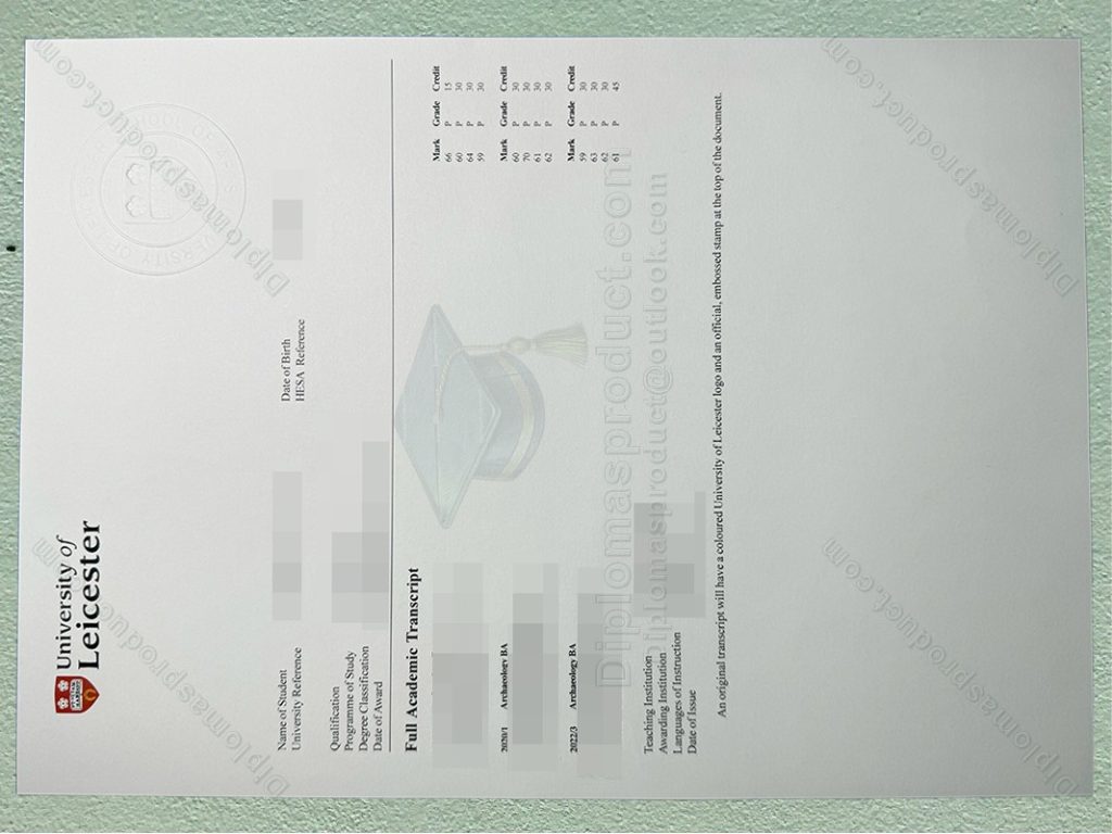 University of Leicester Transcript, University of Leicester Degree