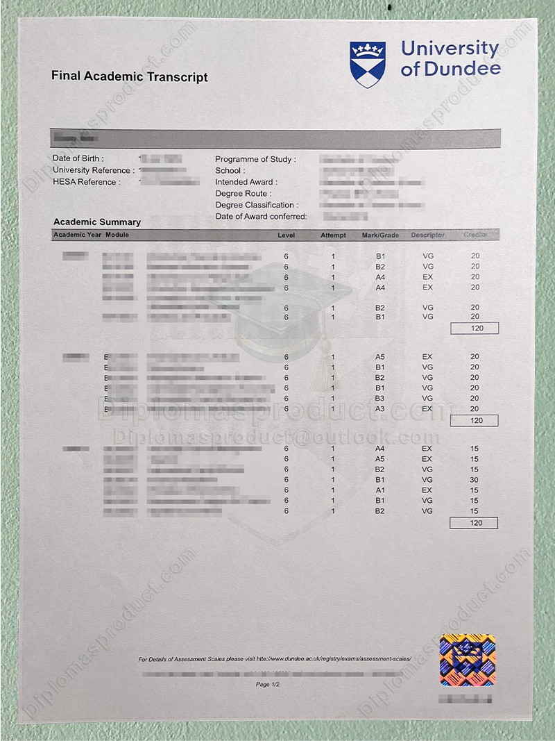 University of Dundee Transcript, University of Dundee Degree University of Dundee Transcript, University of Dundee Degree