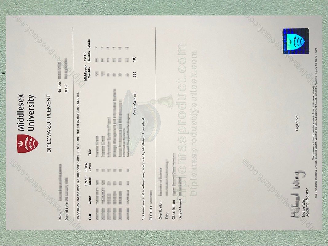 Middlesex University London Transcript, Middlesex University London Degree