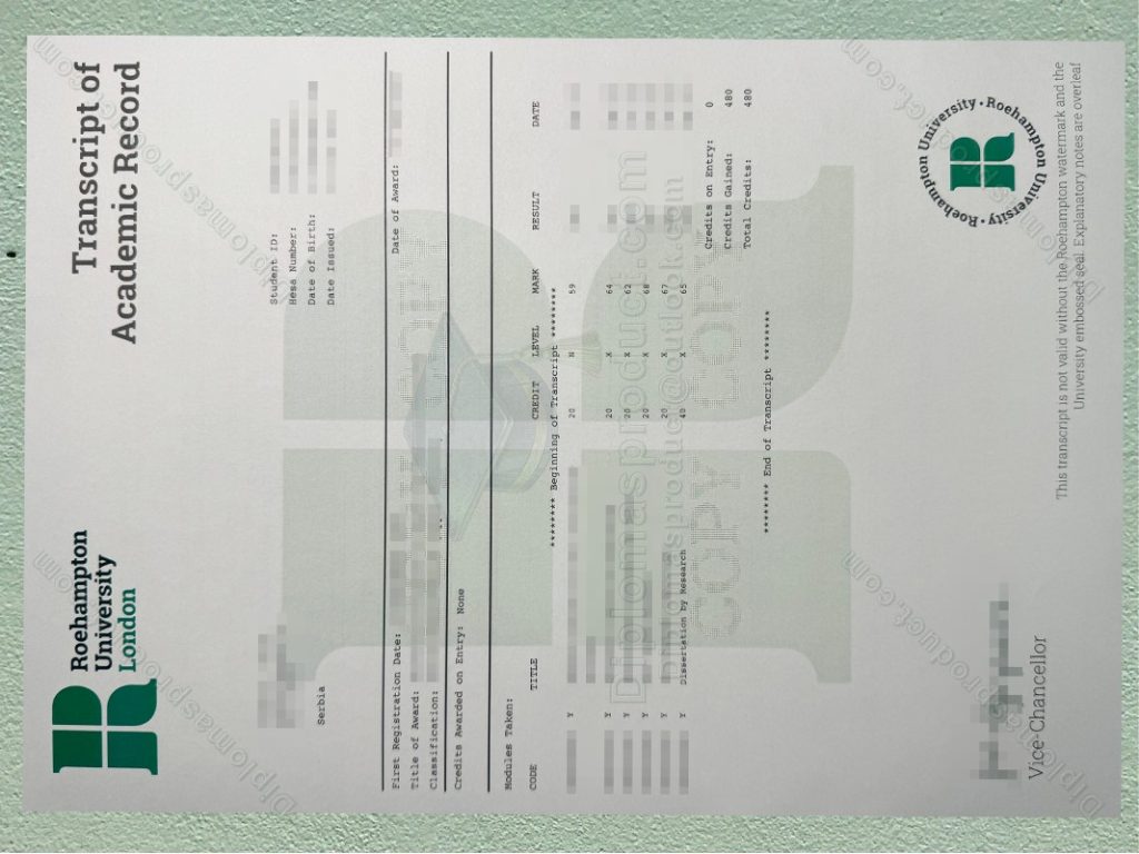 University of Roehampton transcript, University of Roehampton degree