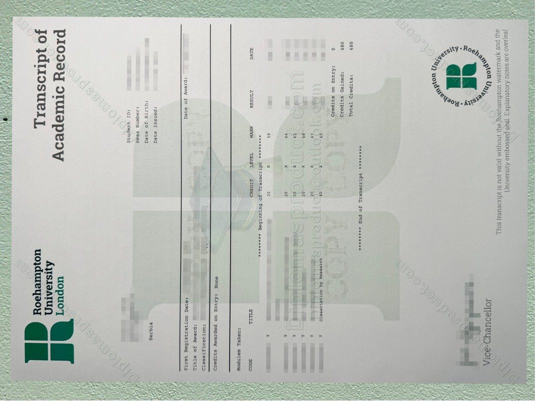 University of Roehampton transcript, University of Roehampton degree